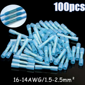 100 un. conectores de cable impermeables reductores de calor 14-16AWG terminales de sello de cuaderno azul - Imagen 1 de 12