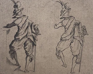 Antica acquaforte originale Jacques CALLOT (1592-1635) ritratto di uomo - Foto 1 di 8