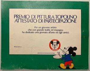 PREMIO DI PITTURA TOPOLINO ATTESTATO DI PARTECIPAZIONE CLUB DI TOPOLINO MODADORI - Foto 1 di 6