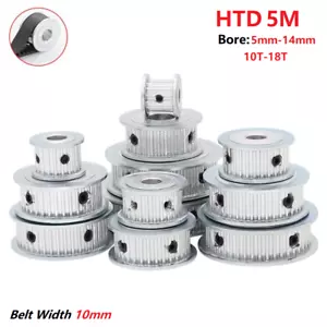 HTD 5M Timing Belt Pulley 5-14mm Bore,10-18T, for 10mm Wide Belt CNC, 3D Printer - Picture 1 of 8