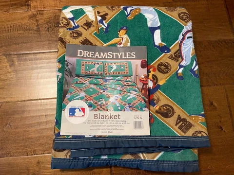 Vintage DreamStyles Bibb Company MLB Major League Baseball Blanket 72x90 - New! Cover