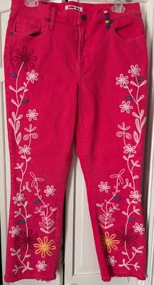 NUEVO con ETIQUETA Johnny Was Pyan Bota de Bebé Recortada Jeans Para Mujer Talla 31 Bordada Foto 1 de 4