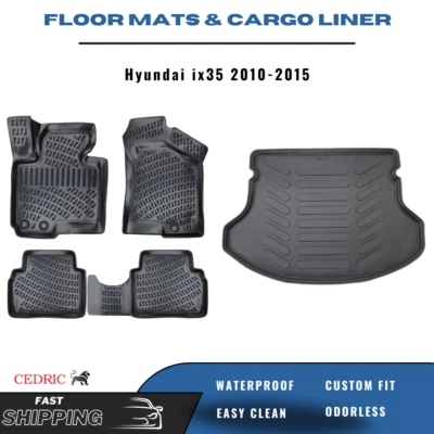 Car Floor Mats & Trunk Cargo Liner for Hyundai ix35 2010-2015 3D TPE FULL Set - Image 1 of 4