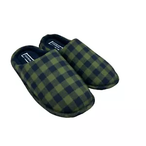 Club Room Mens Plaid Fleece-Lined Slip-On Slippers Green M 8-9 - Picture 1 of 4