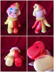 Unbranded Vintage Yellow Red Squeaky Clown Toy Made Taiwan Still Squeaks 6.5" - Picture 1 of 5