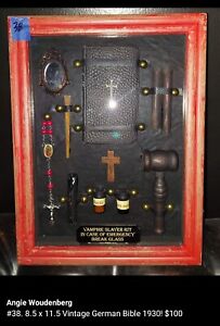 Vampire Slayer Hunter Kit Wall Decor  Oddities VINTAGE GERMAN BIBLE 1930