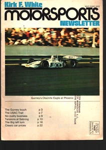May/June 1972 Kirk F. White MOTORSPORTS Newsletter/Dan Gurney/ Jaguar V-12/USAC - Picture 1 of 3