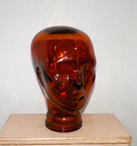 VTG ORANGE/AMBER GLASS MANNEQUIN HEAD HANDMADE WITH RECYCLED GLASS IN SPAIN - Picture 1 of 5