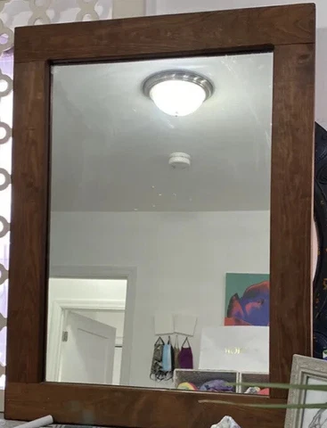 Antique Farmhouse Style Solid Wood Framed Rectangle Mirror 37” X 27” Cover