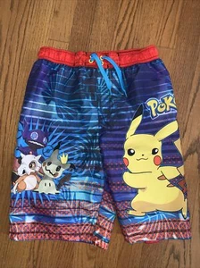 Vintage POKEMON Pikachu Swim Trunks Bathing Suit Boys Size XL 14 16 ❤️tb3m7 - Picture 1 of 9