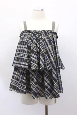 Regata Brunello Cucinelli estampa xadrez Monili alça de miçangas em camadas M A186 nova com etiquetas US$ 1945 - Imagem 1 de 4