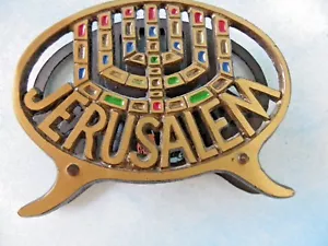 Soporte para letras o servilletas de metal de Jerusalén esmalte detalles de colores menorá - Imagen 1 de 4