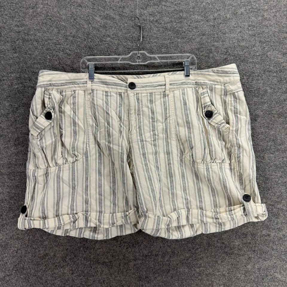 Pantalones Cortos Old Navy Mujer 24 Plus Gris Rayas Tiro Bajo Puños Chino Bolsillos Algodón Foto 1 de 4