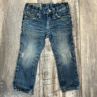 Pantalones de mezclilla para niños pequeños Polo Ralph Lauren ajustados desgastados azules talla 2T Foto 1 de 4