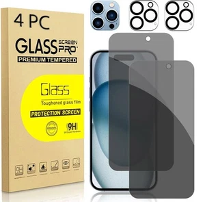 Pour iPhone 16 15 14 13 Pro Max 11 Protection d'écran en Verre Trempé Confidentialité - Photo 1 sur 11