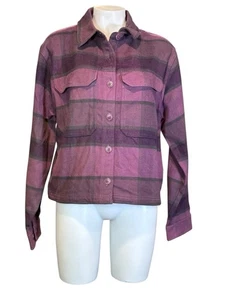 Women's The North Face Plaid Shirt Jacket Size M Purple Gray - Picture 1 of 3