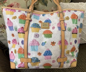 Dooney Bourke All Cupcake Novelty Large Tote Shoulder Bag White Multicolor - Picture 1 of 17