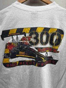 Camicia vintage No Fear anni 90 Y2K chi ha bisogno di amici a 300 MPH taglia XL corsa divertente - Foto 1 di 6