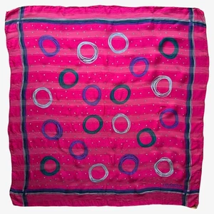 Vintage 80s Givenchy Colourful Polka Dot Print Pink Silk Scarf, 90s Retro Shawl - Picture 1 of 5