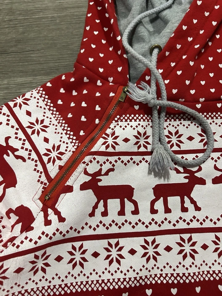 Moletom AMPERSAND AVENUE & Boutique jogos de renas com capuz duplo Natal GG - Imagem 1 de 4