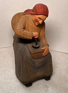 Vintage Huggler-Wyss Hand Carved Wooden Woman Coffee Grinder Chair Swiss - Picture 1 of 11