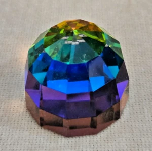 Irice Arc Cut Glass Dome 1 3/4" Tall Crystal Paperweight - Picture 1 of 9