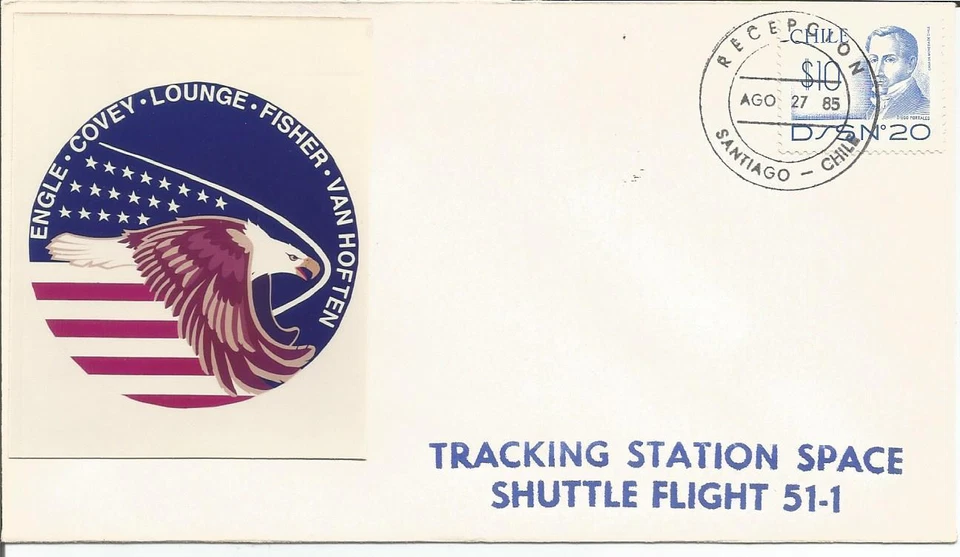 Chile 1985 Estación de Seguimiento Transbordador Espacial Vuelo 51-1 NASA Engle Covey Cubierta Foto 1 de 1