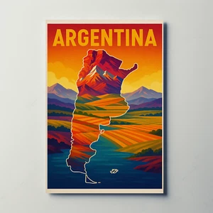 Argentina Red Mountains Landscape Sunset Vintage Travel Poster - Picture 1 of 20