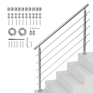 VEVOR 59in Handrails for Outdoor Steps 5 Crossbars Staircase for Porch Deck - Picture 1 of 12