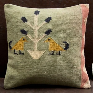 16"x16" 40x40 Hand Woven Turkish Anatolia Kilim Rug Vintage Pillow Cover Cushion - Picture 1 of 2