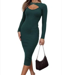 LILLUSORY Fall Womens Sweaters Bodycon Sweater Dress 2023 Long Sleeve Midi Knit - Picture 1 of 9