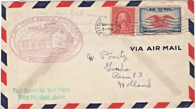 1938 National Airmail Week, Pittsfield Maine to Gonda Holland - Image 1 of 2