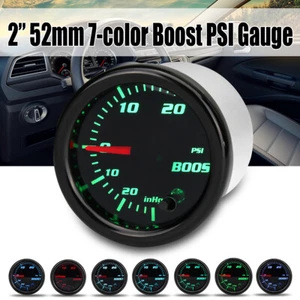 2'' 52mm Turbo Boost Gauge Vacuum Press Meter 7 Color LED Black Len 12V - Picture 1 of 20