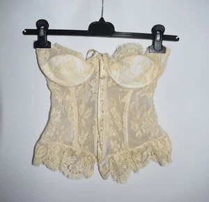 Sexy Vintage Moschino Cheap And Chic Ivory Lace Corset Bustier Top Size 44 RARE - Picture 1 of 11