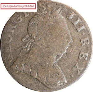 UK 1/2 Penny copper coin N.D. (1770-1775) George III (1760-1820) - Picture 1 of 2