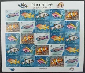 QW46 IMPERF 2013 ISLAS SALOMÓN PECES VIDA MARINA FAUNA #1641-45 ÚNICO SH MNH - Imagen 1 de 1