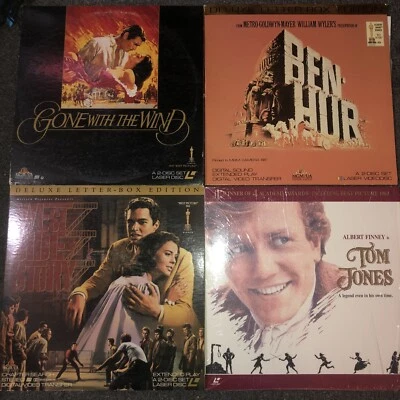 LOT of 4 Best Picture Laserdisc Ben-Hur Gone Wind West Side Story Tom Jones Foto 1 de 4