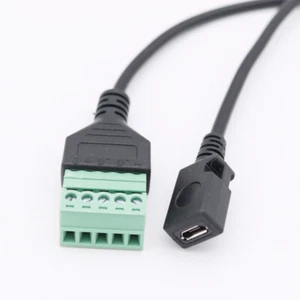 1pc Micro Female to 5 Pin Screw Connector with Shield Terminal Adapter Cable - Picture 1 of 12