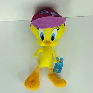 Looney Tunes Tweety Bird Plush Stuffed Animal Pink Purple Baseball Cap 11in - Picture 1 of 6