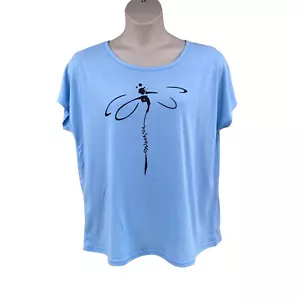 Top tejido libélula azul pastel talla XL manga gorra cuello redondo NoraCora para mujer NUEVO - Imagen 1 de 10