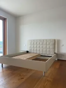 Interlübke Bett IZZY mit Polsterkopfteil und 2 Ansatztischen - Bild 1 von 3