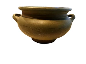 Antica rara fioriera americana primitiva ceramica Roseville corniola verde opaco - Foto 1 di 7