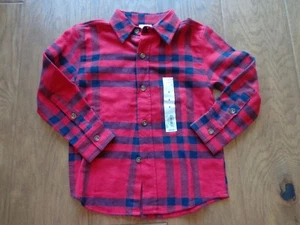 JUMPING BEANS boy's NWT sz 4 red/blue flannel LS button up cotton shirt - Picture 1 of 3