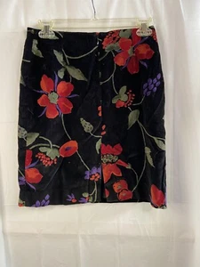 Vtg Chacok Black Red Flowers Leaves Velvet Black Size 1/ S B1 - Picture 1 of 4