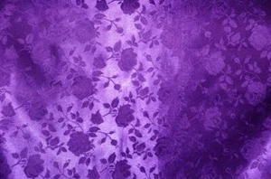 PURPLE SATIN BROCADE FLORAL JACQUARD BACKDROP FABRIC WEDDING HOME DECOR - Picture 1 of 1