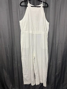 Tuta donna Boden 100% lino gamba larga 14R bianca boho resort nuova con etichette - Foto 1 di 13