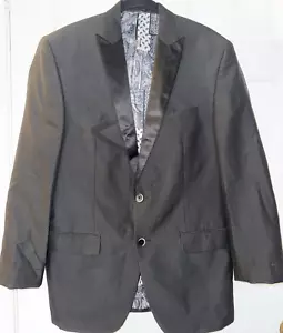 Van Heusen Studio Tux Jacket Men's 40R Black with White PROM Formal Wedding - Picture 1 of 7