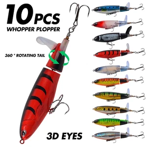 10x Fishing Lures bait Whopper Plopper Topwater Floating Rotating Tail for Bass - Picture 1 of 14