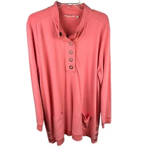 Tunica pullover Lakshmi donna soft surroundings taglia 1x snap lunga arancione - Foto 1 di 4