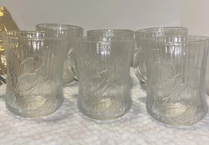 Tazas de café de vidrio Arcoroc France Canterbury Crocus 6 tazas de vasos grabados transparentes - Imagen 1 de 11